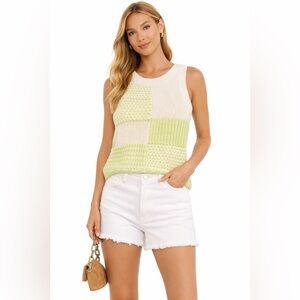 Fate Patchwork Knit Sleeveless Sweater Tank from Anthropologie XS